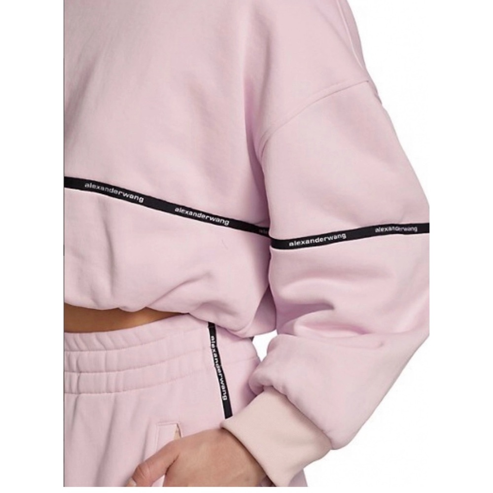 (SET) PINK TAPE Alexander Wang t cropped sweatshirt logo tape in MEDIUM
